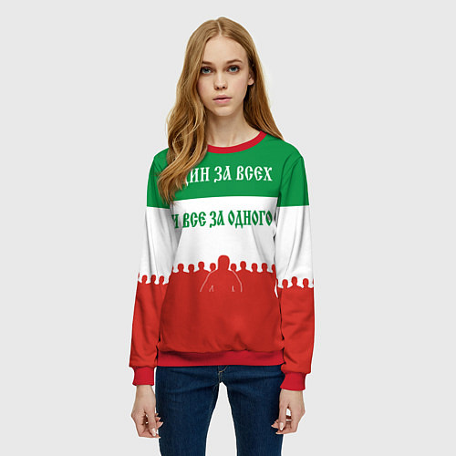 Женский свитшот Один за всех и все за одного - лозунг / 3D-Красный – фото 3