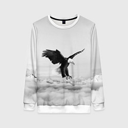Свитшот женский Орёл в облаках черно-белый, цвет: 3D-белый
