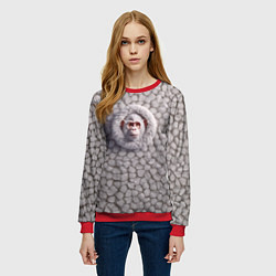 Свитшот женский Забавная белая обезьяна, цвет: 3D-красный — фото 2