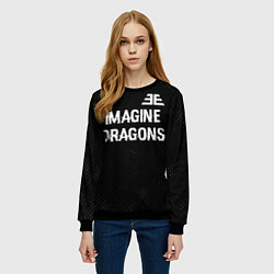 Свитшот женский Imagine Dragons glitch на темном фоне: символ свер, цвет: 3D-черный — фото 2