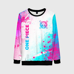 Свитшот женский One Piece neon gradient style: надпись, символ, цвет: 3D-черный