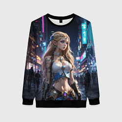 Свитшот женский Принцесса Зельда в киберпанке, цвет: 3D-черный
