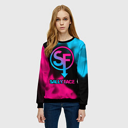 Свитшот женский Sally Face - neon gradient, цвет: 3D-черный — фото 2