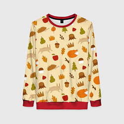Свитшот женский Паттерн - осень, цвет: 3D-красный