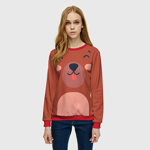 Женский свитшот Малаш медвежонок / 3D-Красный – фото 3