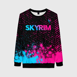 Свитшот женский Skyrim - neon gradient: символ сверху, цвет: 3D-черный