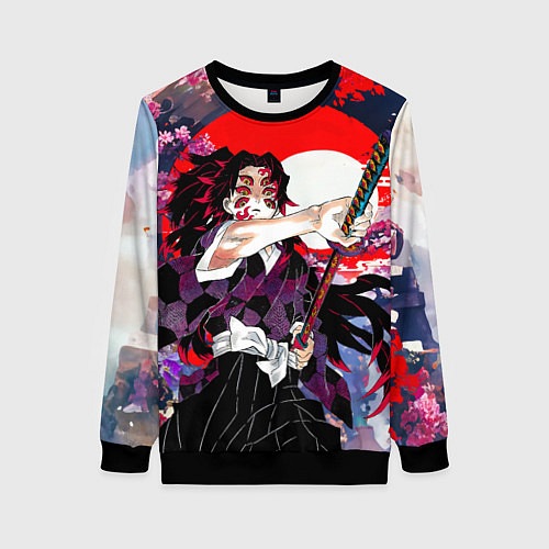 Женский свитшот Кокушибо первая луна - Клинок рассекающий демонов / 3D-Черный – фото 1