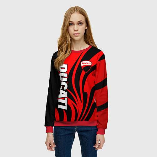 Женский свитшот Ducati - red stripes / 3D-Красный – фото 3