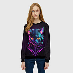Свитшот женский Боевой коcмический кот, цвет: 3D-черный — фото 2