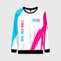 Женский свитшот Nine Inch Nails neon gradient style: надпись, симв