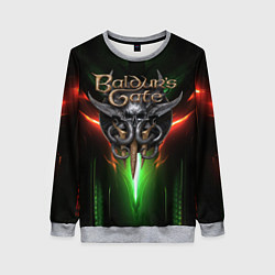 Свитшот женский Baldurs Gate 3 logo green red light, цвет: 3D-меланж