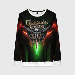 Свитшот женский Baldurs Gate 3 logo green red light, цвет: 3D-белый