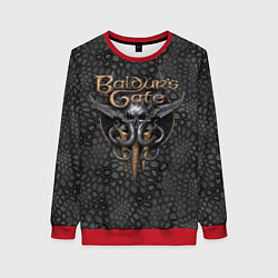 Свитшот женский Baldurs Gate 3 logo dark black, цвет: 3D-красный