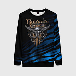 Свитшот женский Baldurs Gate 3 logo blue geometry, цвет: 3D-черный