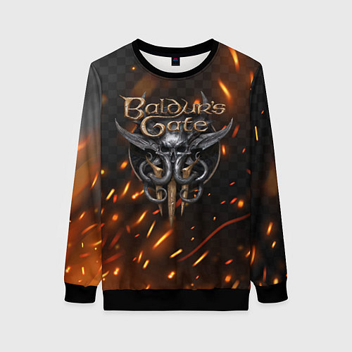 Женский свитшот Baldurs Gate 3 logo fire / 3D-Черный – фото 1