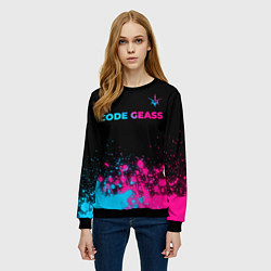 Свитшот женский Code Geass - neon gradient: символ сверху, цвет: 3D-черный — фото 2