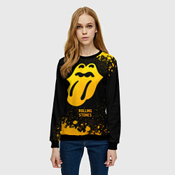 Свитшот женский Rolling Stones - gold gradient, цвет: 3D-черный — фото 2