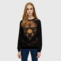Свитшот женский Медведь иллюстрация, цвет: 3D-черный — фото 2