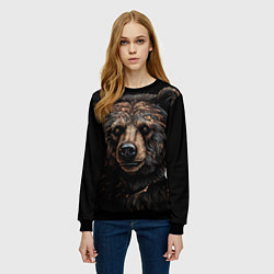 Свитшот женский Медведь крупный, цвет: 3D-черный — фото 2