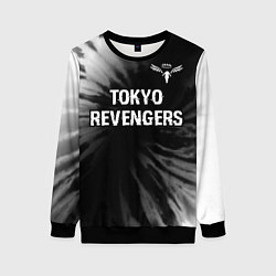 Женский свитшот Tokyo Revengers glitch на темном фоне: символ свер