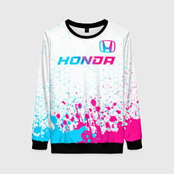 Свитшот женский Honda neon gradient style: символ сверху, цвет: 3D-черный