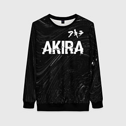 Свитшот женский Akira glitch на темном фоне: символ сверху, цвет: 3D-черный