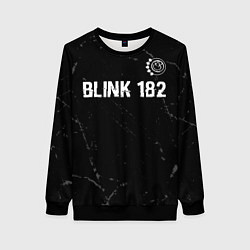 Свитшот женский Blink 182 glitch на темном фоне: символ сверху, цвет: 3D-черный