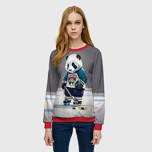 Женский свитшот Panda striker of the Florida Panthers / 3D-Красный – фото 3