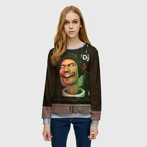 Женский свитшот Skibidi Toilet Dj / 3D-Меланж – фото 3