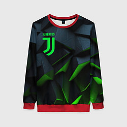 Свитшот женский Juventus black green logo, цвет: 3D-красный