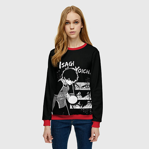 Женский свитшот Исаги Йоичи - Синяя тюрьма / 3D-Красный – фото 3