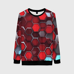 Женский свитшот Cyber hexagon red