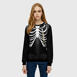 Свитшот женский Скелет: ребра с вилкой, цвет: 3D-черный — фото 2