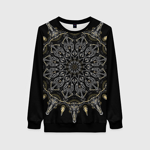Женский свитшот Большая костяная мандала / 3D-Черный – фото 1