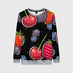 Свитшот женский Плоды и ягоды, цвет: 3D-меланж
