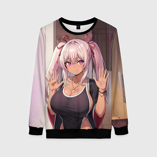Женский свитшот Милая аниме блондинка / 3D-Черный – фото 1