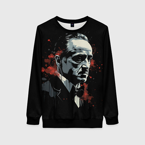 Женский свитшот Портрет Дон Вито Корлеоне / 3D-Черный – фото 1