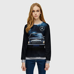 Свитшот женский Мерседес черное небо, цвет: 3D-меланж — фото 2