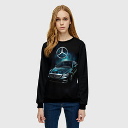 Свитшот женский Mercedes Benz dark style, цвет: 3D-черный — фото 2