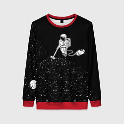 Свитшот женский Космонавт пылесосит звезды, цвет: 3D-красный
