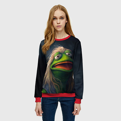 Женский свитшот Пепе в парике / 3D-Красный – фото 3