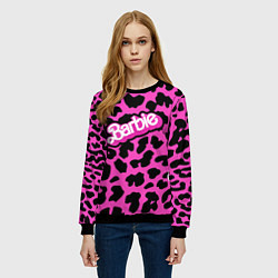 Свитшот женский Барби розовый леопардовый принт, цвет: 3D-черный — фото 2