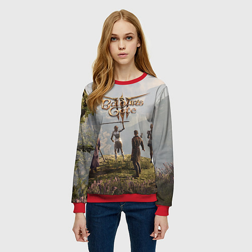 Женский свитшот Отряд Врат Балдура / 3D-Красный – фото 3