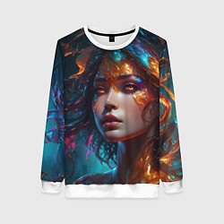 Свитшот женский Фантастическая женщина и брызги краски, цвет: 3D-белый