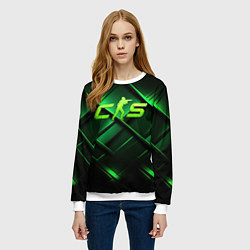 Свитшот женский CS2 green background, цвет: 3D-белый — фото 2