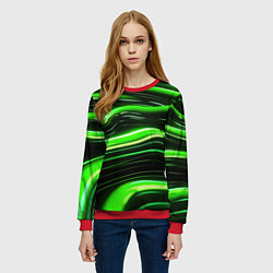 Свитшот женский Зеленые объемные элементы, цвет: 3D-красный — фото 2