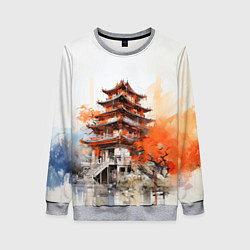 Свитшот женский Японский замок, цвет: 3D-меланж