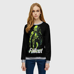 Свитшот женский Fallout green, цвет: 3D-меланж — фото 2