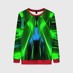 Свитшот женский Зеленый калейдоскоп абстракция, цвет: 3D-красный