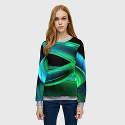 Свитшот женский Green lines abstract, цвет: 3D-меланж — фото 2